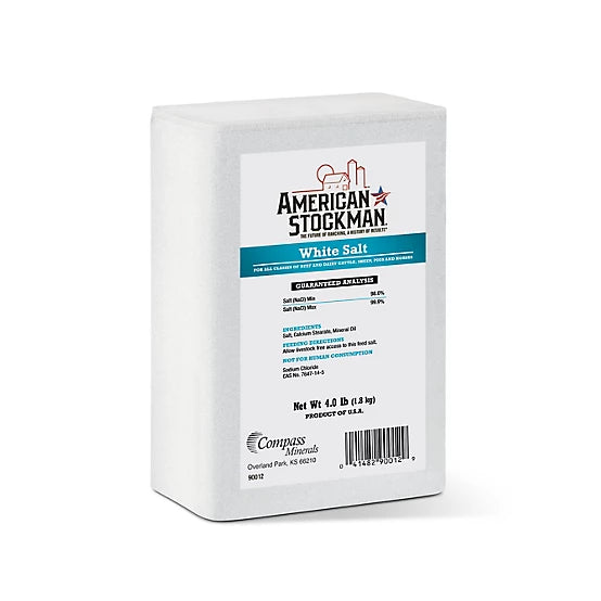 American Stockman White Livestock Cattle Salt Brick, 4 lb.