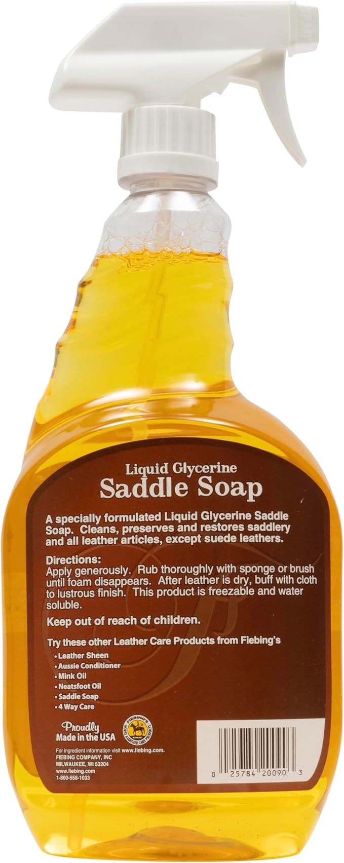 Fiebings Liquid Glycerine Saddle Soap for Leather, 16 oz