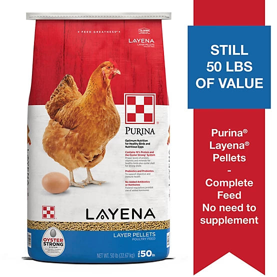 Purina Layena Layer Pelleted Chicken Feed, 50 lb. Bag