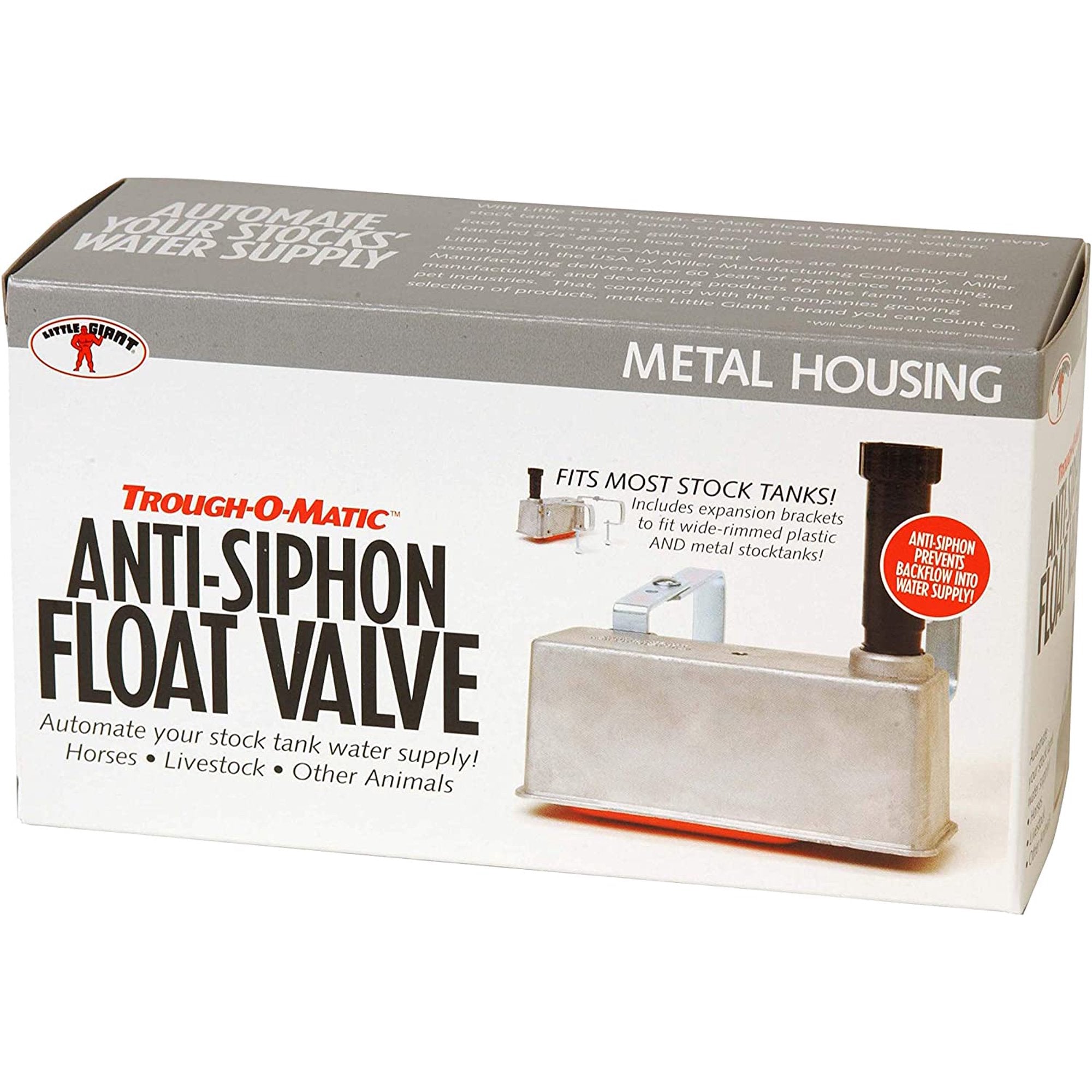 Little Giant Trough Matic Stock Tank Float Valve, Metal Housing