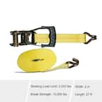 Husky 27 ft. x 2 in Heavy-Duty Ratchet Tie-Down Strap with J Hook