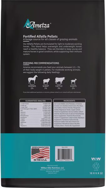 Ametza Alfalfa Hay Pelleted Feed, 1/2 Pellet, 50 lb. Bag