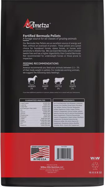 Ametza Bermuda Hay Pelleted Feed, 1/4 Pellet, 50 lb. Bag