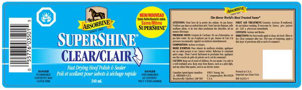 Absorbine Supershine Fast Drying Horse Hoof Polish & Sealer, 8 fl oz, Clear High Gloss