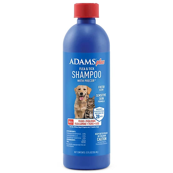 Adams Plus Lightly Scented Flea and Tick Shampoo with Precor for Cats, 12 oz