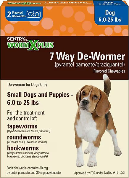 Sentry HC WormX Plus 7 Way Dewormer for Hookworms, Roundworm & Tapeworms for Small Breed Dogs
