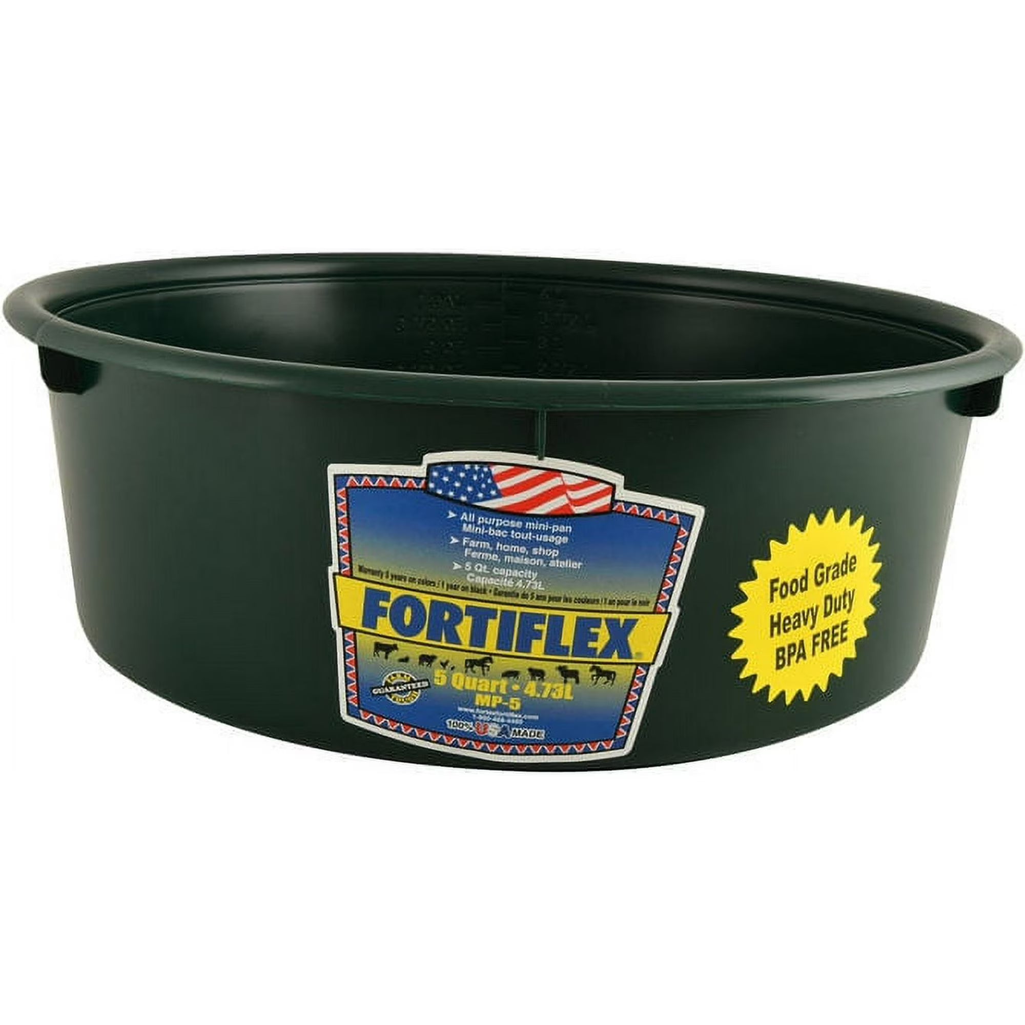 Fortiflex Mini Feed Pan for Dogs and Horses, 5-Quart