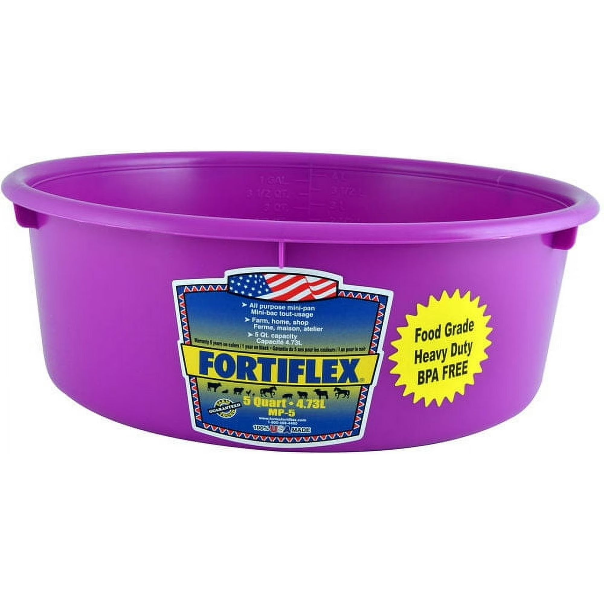 Fortiflex Mini Feed Pan for Dogs and Horses, 5-Quart