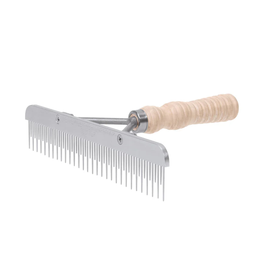 Weaver Livestock Fluffer Comb Wooden Handle, Stainless Steel
