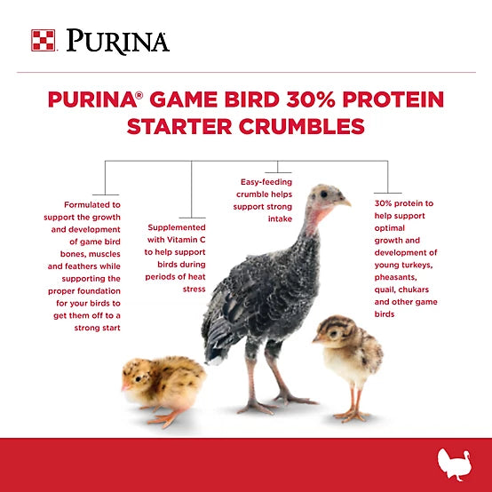 Purina 30% Protein Starter Crumbles Game Bird and Turkey Feed