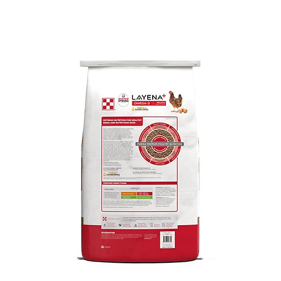 Purina Layena and Omega-3 Layer Pelleted Chicken Feed, 40 lb. Bag
