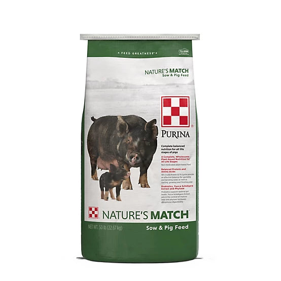 Purina Nature's Match Complete Pelleted Sow and Pig Feed, 50 lb. Bag
