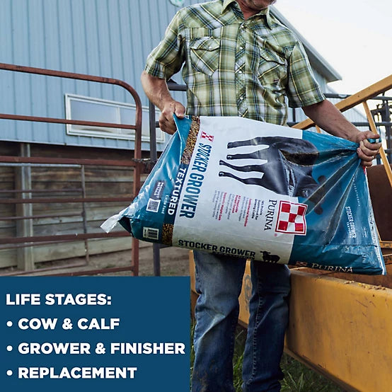 Purina Stocker Grower Textured Beef Cattle Feed, 50 lb. Bag