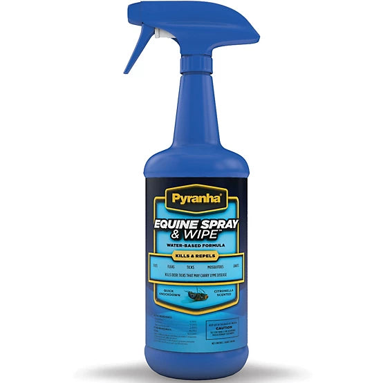 Pyranha Equine Spray and Wipe Horse Fly Repellent, 32 oz
