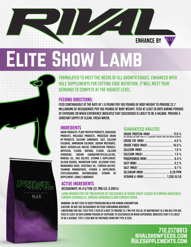 Rival Elite Show Lamb, Textured, 50 lb. Bag