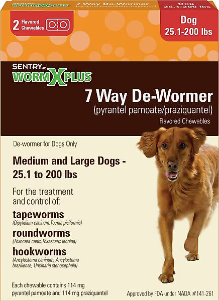Sentry HC WormX Plus 7 WayDewormer for Hookworms, Roundworm & Tapeworms for Medium & Large Breed Dogs, 2 count