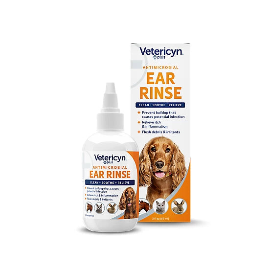 Vetericyn Plus Antimicrobial Liquid Ear Rinse for Dogs and Cats, 3 fl oz