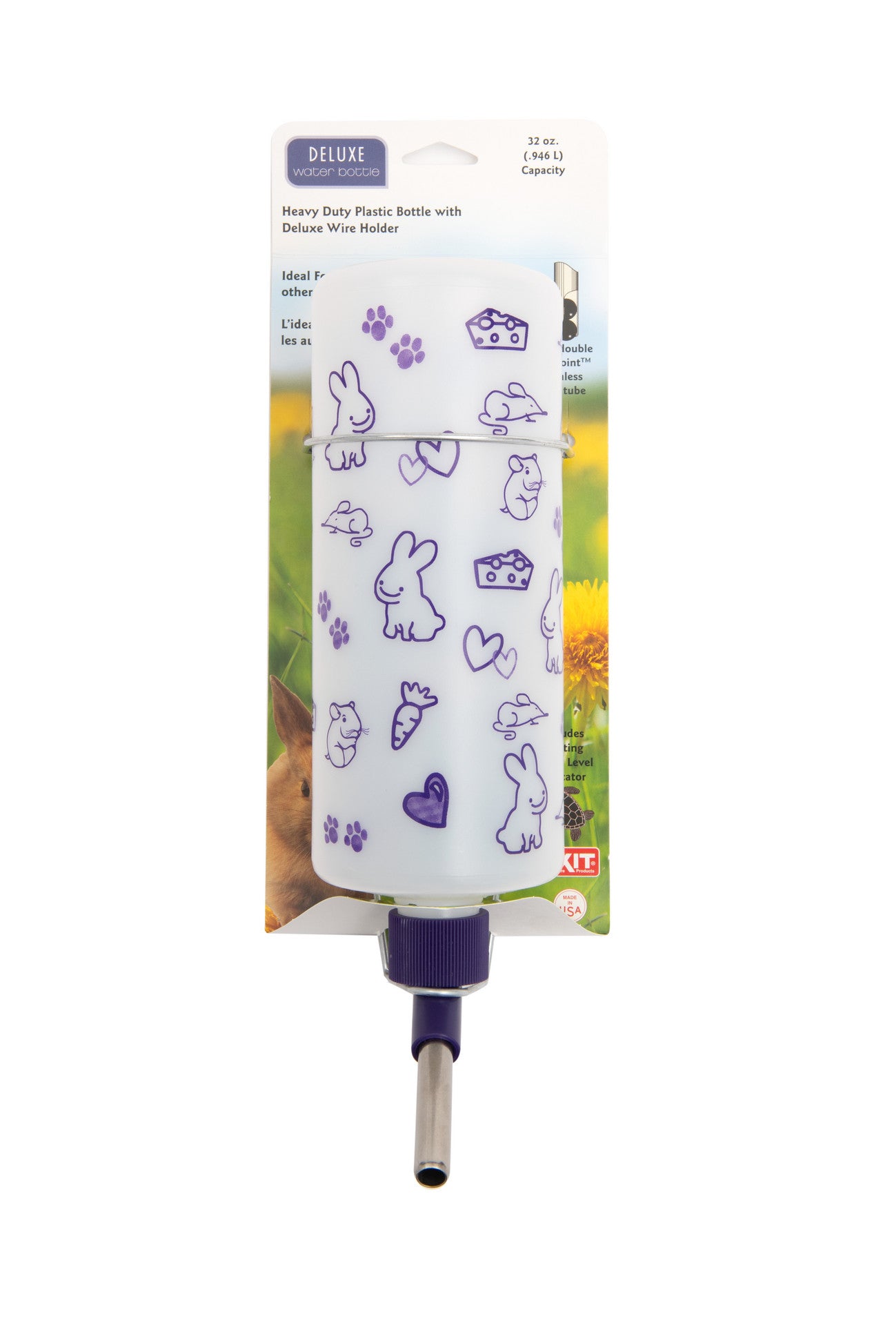 Lixit Rabbit and Small Pet Water Bottle With Deluxe Holder Set