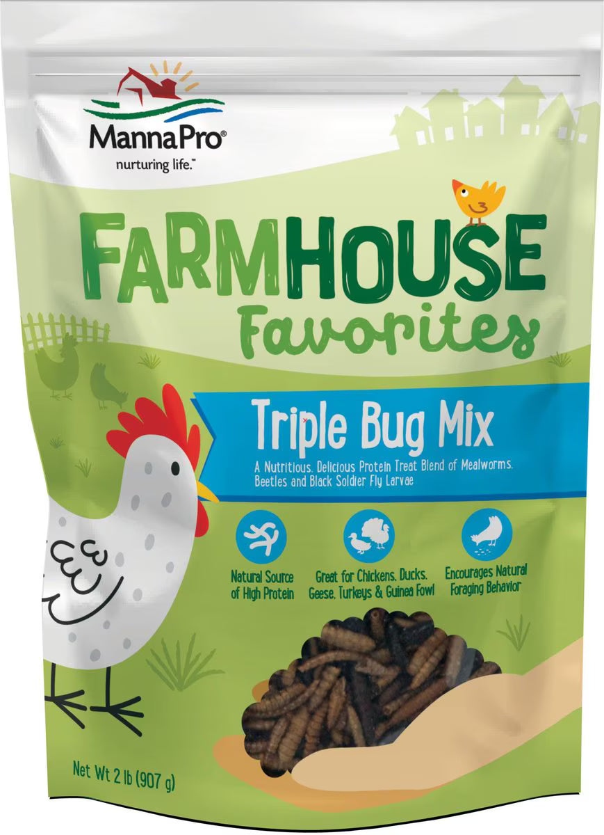 Manna Pro Farmhouse Favorites Triple Bug Mix Chicken Treats, 11 lb. bag