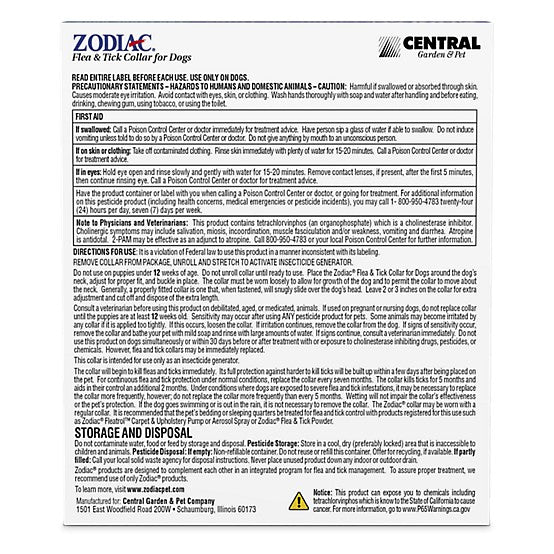 Zodiac Flea and Tick Collar for Large Dogs and Puppies, 7 Months Protection