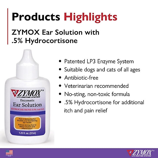 Zymox Ear Cleansing Solution for Dogs and Cats, 1.25 oz.