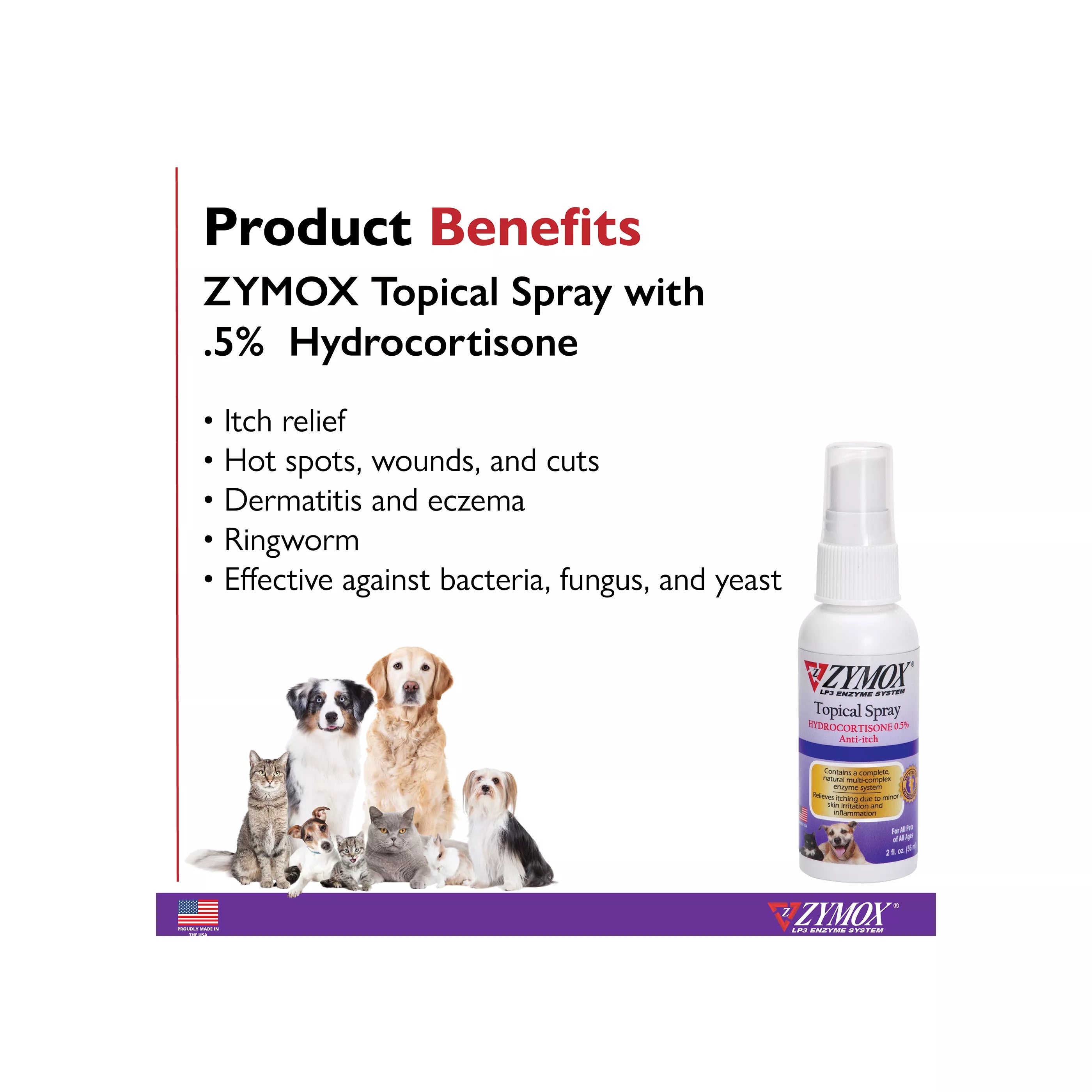 Zymox Enzymatic Topical Spray for Dogs & Cats, 2 oz