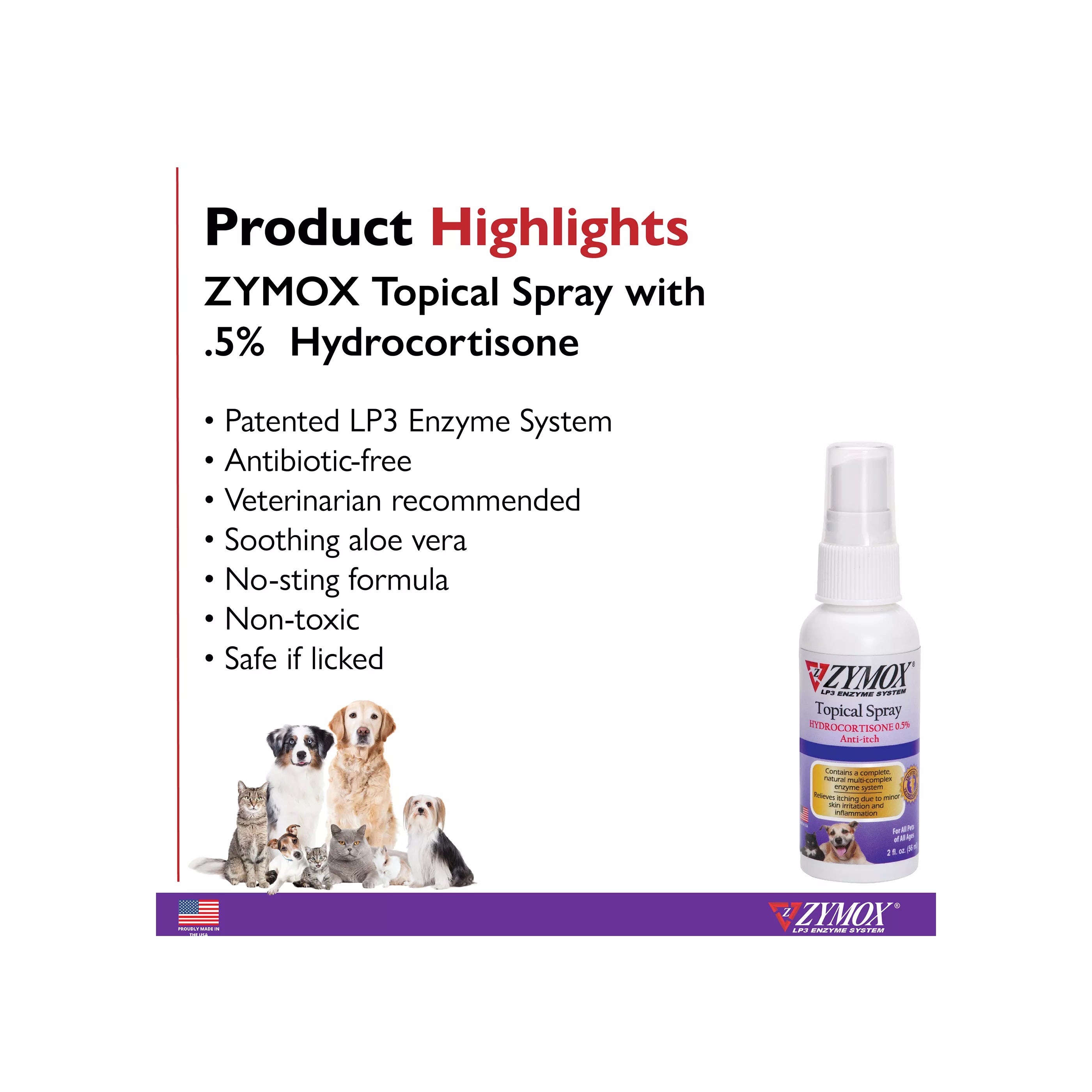 Zymox Enzymatic Topical Spray for Dogs & Cats, 2 oz